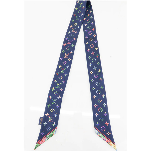 ❌❌ LOUIS VUITTON Garden Bandeau Silk Scarf BB LV Blue Roses Monogram flowers NEW - Picture 10 of 10
